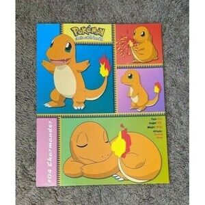 Vintage 1999 Nintendo Pokemon Charmander/Charmelon/Charizard 2Pkt Folder